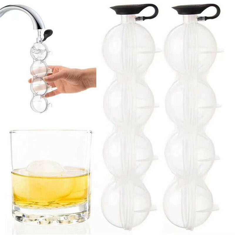4 Ice Balls Maker Round Sphere Tray Mold Cube Whiskey Ball Silicone DIY Mould
