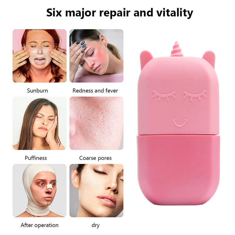 Skin Care Beauty Tool Silicone Ice Cube Massager Face Roller Mold (Pink) Newly