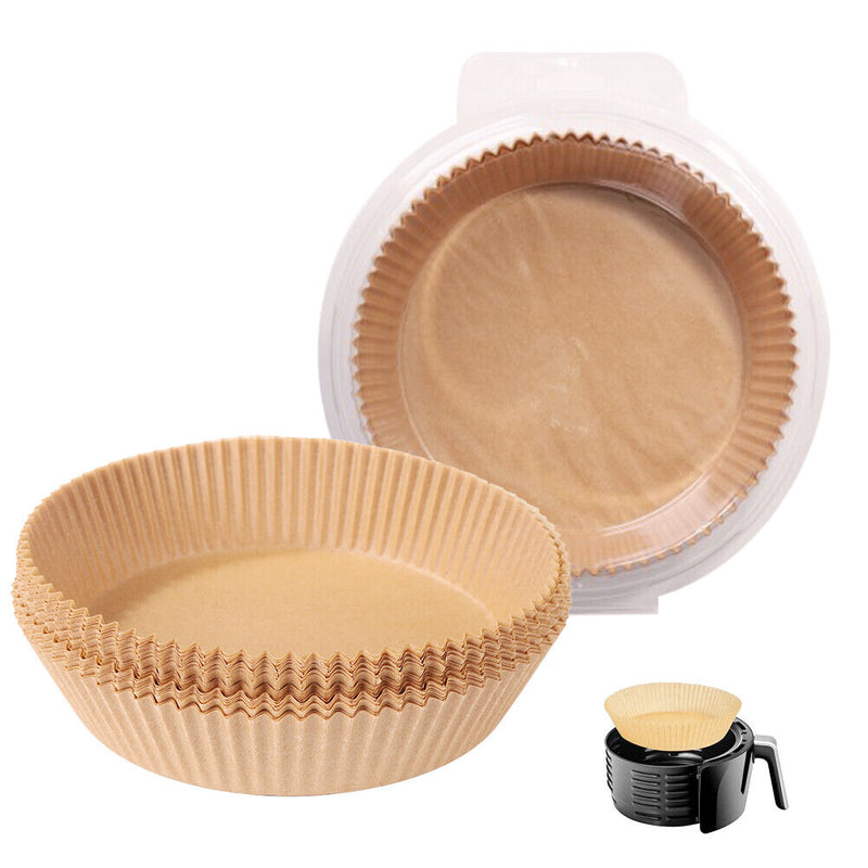 50x Air Fryer Disposable Paper Liner Wood Pulp Steamer Baking Mats (Brown) Newly