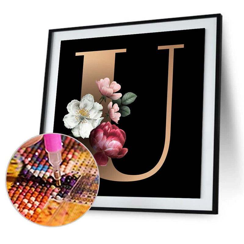 Letter U Full Round Drill Mosaic Diamond Painting Rhinestone Crafts Drawing Sets