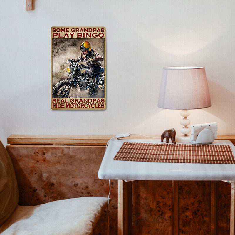 Riding Man Metal Retro Tin Sign Poster Wall Art Plate Home Decor Accessories