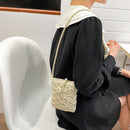 Straw Messenger Bag Boho Beach Hollow Shoulder Small Phone Purse (Beige)