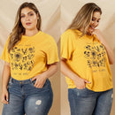 Ladies Printing Loose Round Neck Tops Casual Women Summer Short Sleeve T-shirt