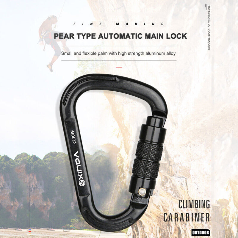 25KN Safety Auto Master Lock Carabiner Outdoor Rock Climbing Buckle (Black)