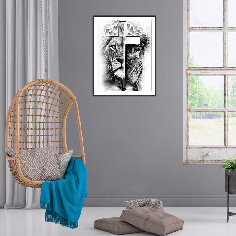 5D DIY Full Drill Round Shape Two-faced Cross Rhinestone Diamond Drawing Kit