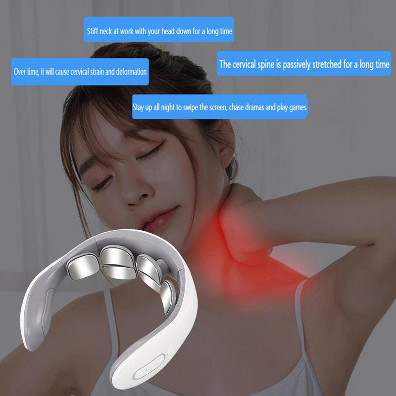 Electric Cervical Neck Massager Heated Relax Body Shoulder Musle Relief Pain~