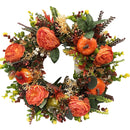 Halloween Fall Peony Pumpkins Wreath Plastic Holiday Wall Hanging Garlands Decor