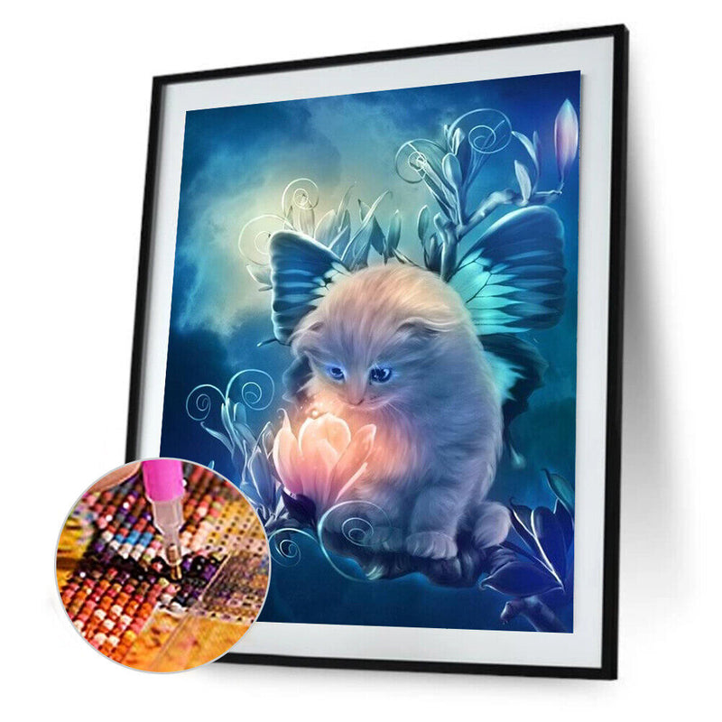 5D DIY Diamond Painting Cat Flower Cross Stitch Embroidery Rhinestones Kits