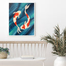 Frameless Oil Paint By Numbers DIY Koi Fish Picture Craft Kit for Living Room