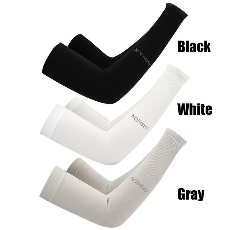 Unisex Cooling Arm Sleeves Cycling Running Sport Sunscreen Arm Cuff (Black)