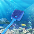 Long Handle Fish Tank Glass Wipe Plastic Sponge Algae Glass Cleaner (Blue)