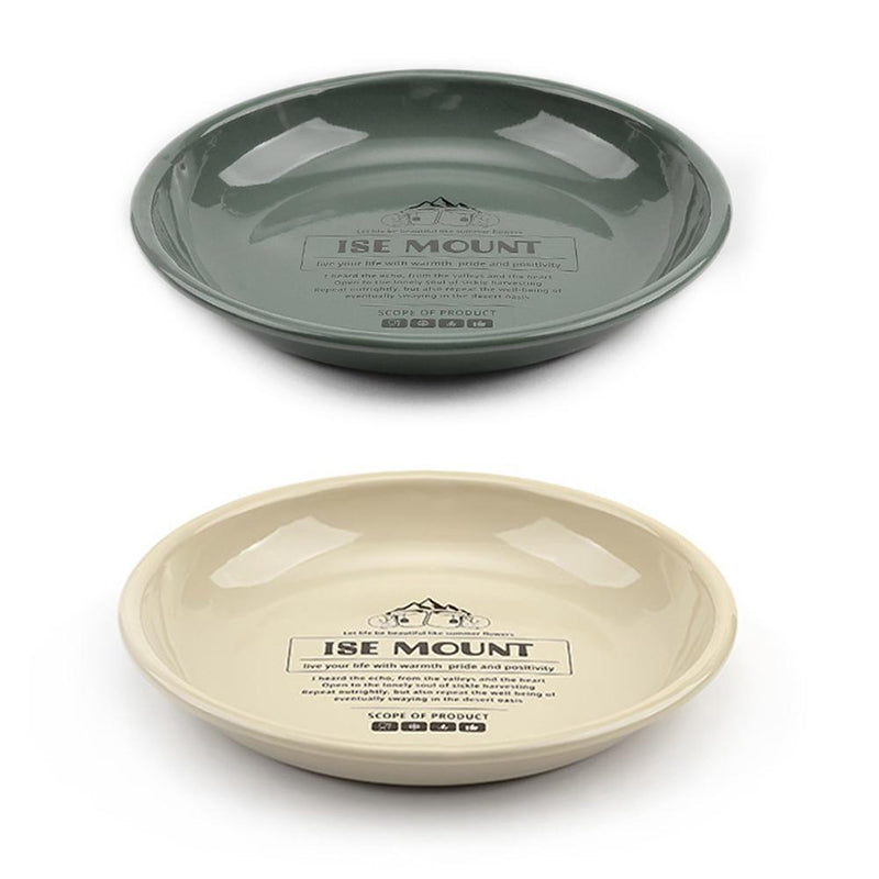 Camping Dinner Plates Enamel Outdoor Picnic BBQ Home Food Dish (Dark Green)