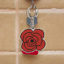 DIY Rose Flower Bead Cross Stitch Keychain Stamped Needlework Kit (SMX-024)