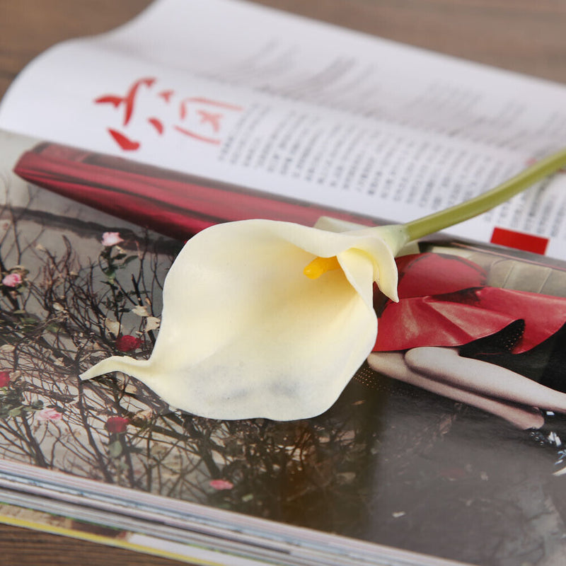 20pcs Calla Bridal Wedding Bouquet  Latex Real Feeling Flower Milk White