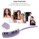 Hollow Mosquito Coil Large Curved Hair Comb Scalp Massage Brush (Purple) Newly