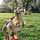 Dinosaur Eating Gnomes Garden Statue Outdoor Art Sculpture for Patio (S) Newly