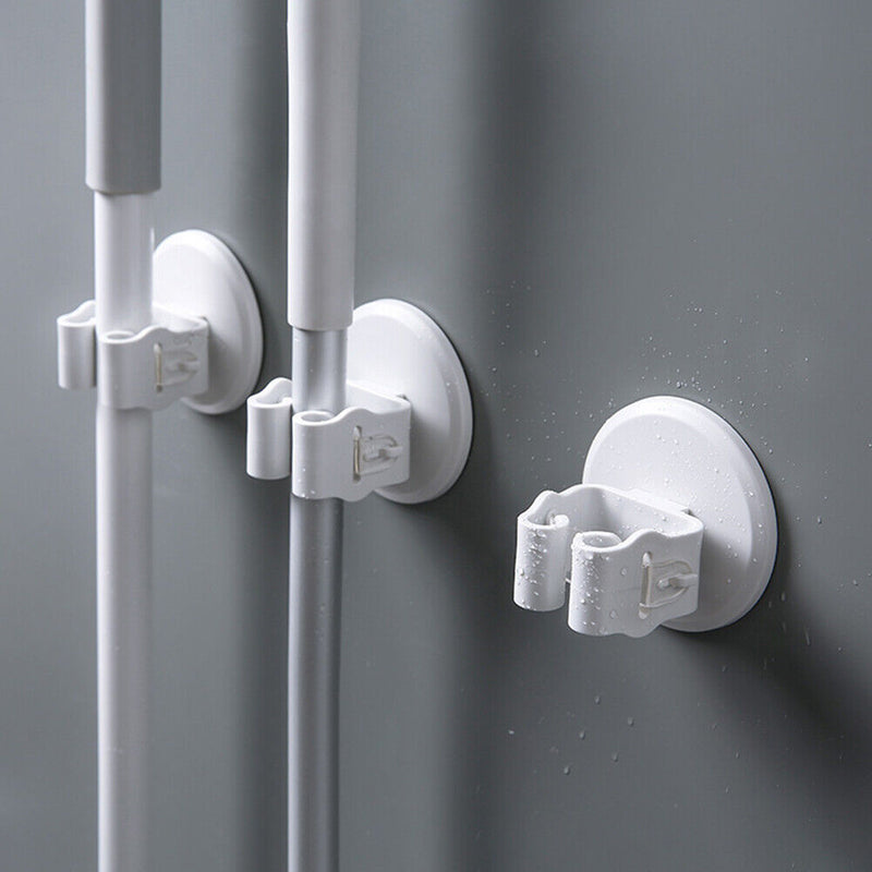 Punch Free Mop Holder Hook Wall Mounted Self Adhesive Broom Brush Storage Hanger