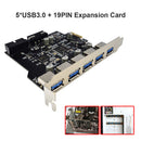 PCI Express Expansion Card 5 Ports USB 3.0 HUB Extender Adapter for Desktop PC