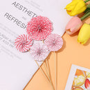 Decoration Kids Party Supplies Colorful Cake Insert 4 Pcs/Set Round Folding Fan