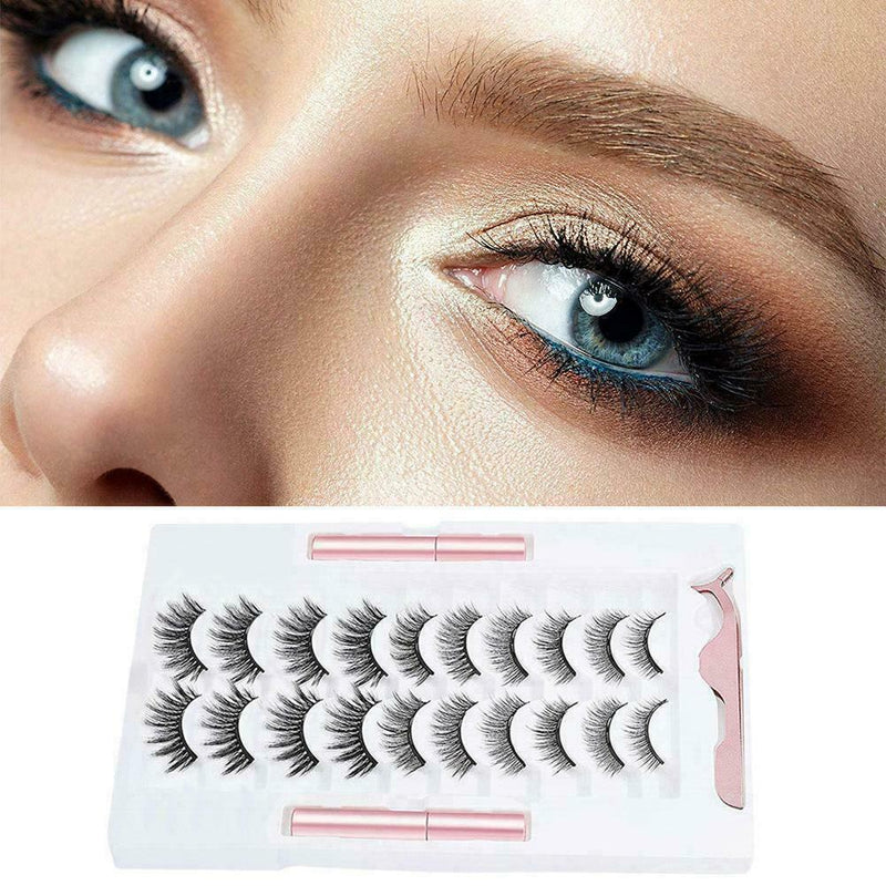 10 Pairs Eyelashes Tweezer Long Lashes Set Waterproof Popular Eyeliner I3V0
