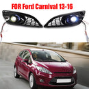 For Ford Fiesta JA8 13-17 White Lens Fog Lights Headlight Cover Hood Grill Kit