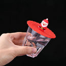 Transparent Red Cherry Silicone Cup Cover Leakproof Reusable Lid (Santa)