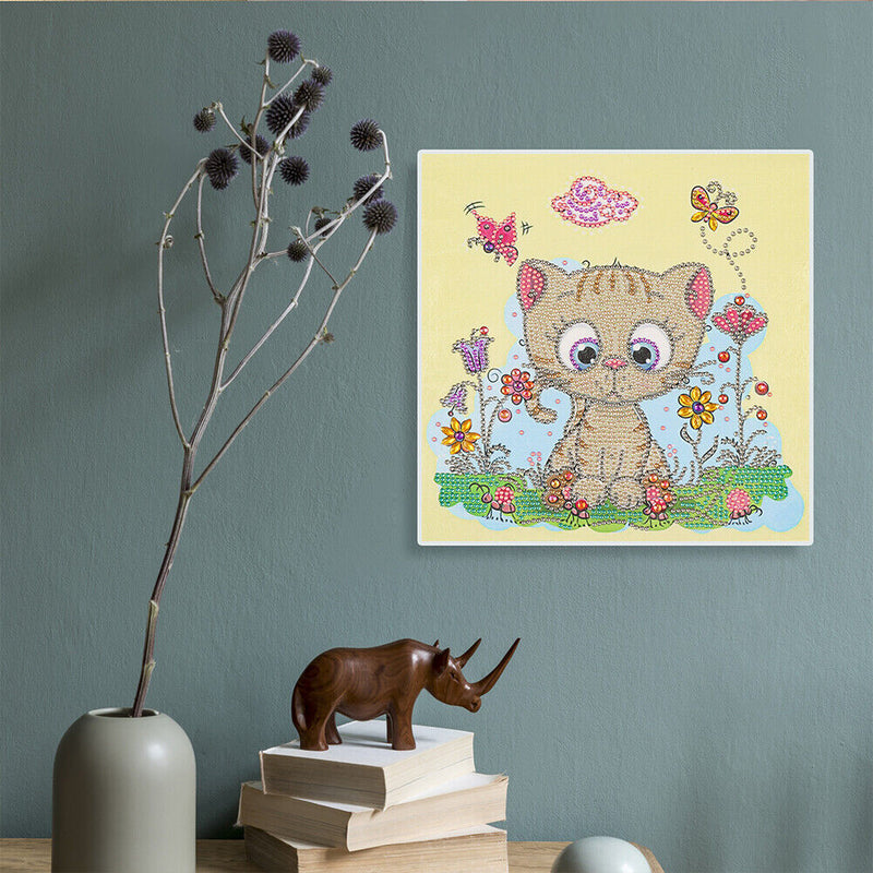 5D DIY Diamond Painting Cartoon Cat Partial Special Shape Drill Art (UP107)