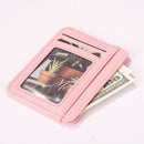 Women Wallets PU Leather Solid Fashion Short Multi-slot Card Purse (Pink)