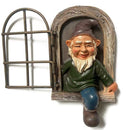 Yard Wall Art Garden Decoration Elf Gnome Window Dwarf Statue Tree Sculpture