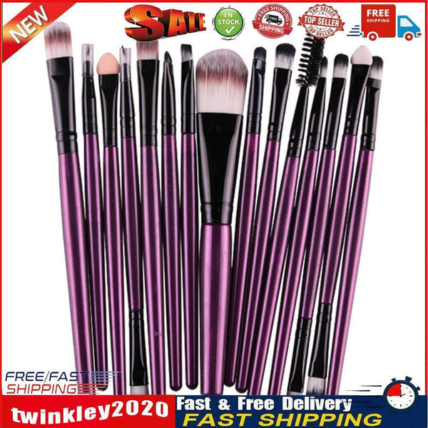 15Pcs Makup Brushes Tool Set Eyeshadow Eye Brush Kits?Purple Black? Newly