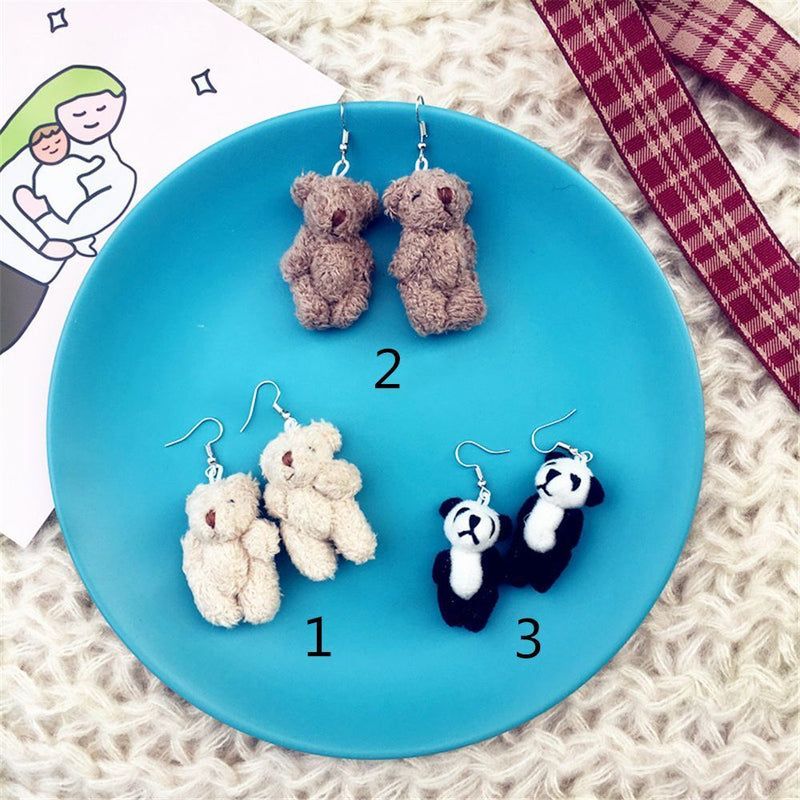 Drop Ear Stud Stud Earrings Dangle Cartoon Bear Panda Ear Clip Animal Earrings