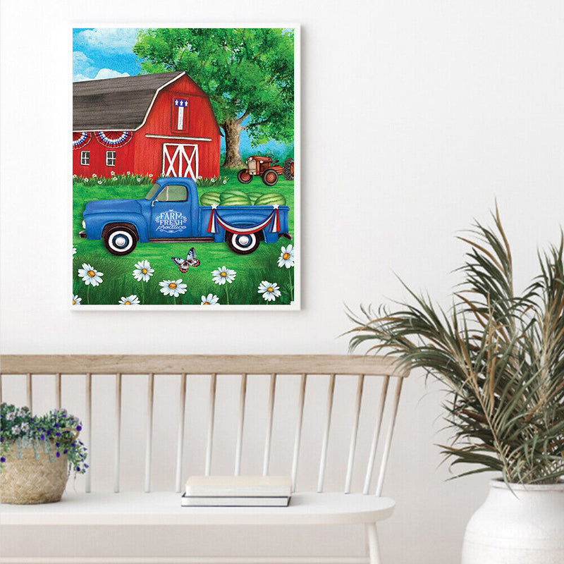 Farm Car Oil Paint By Numbers DIY Handpainted on Canvas Wall Art Gift Unframed