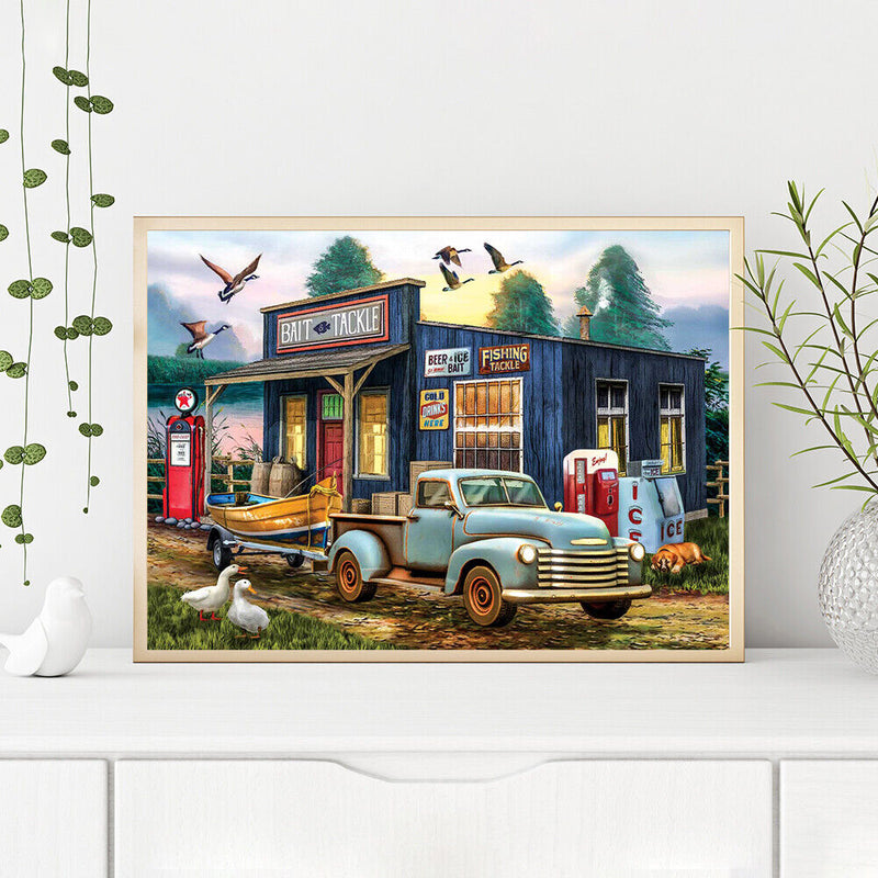 DIY Paint By Number Kit Houses Cars by The Lake No Frame for Home Decor