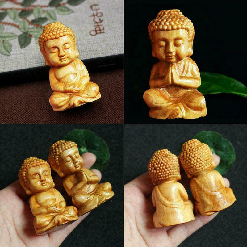 Mini Wooden Buddha Statue Statuette Handicrafts Ornaments Gift Craft Decor O0T4