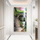 Oil Paint By Numbers Fall Road Frameless Picture Craft Kit for Home Living Room