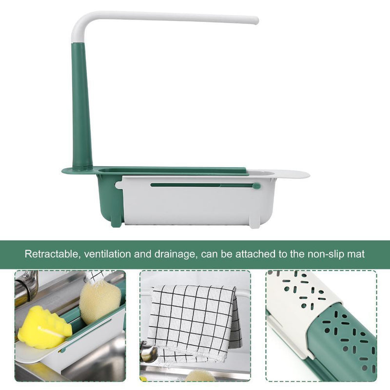 Telescopic Sink Holder-Plastic Adjustable Drainer Sink Tray Sponge Holder