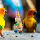 Colorful Rattan Ball Wood Bird Cage Decor Parrot Chewing Stand Swing Pet Pr
