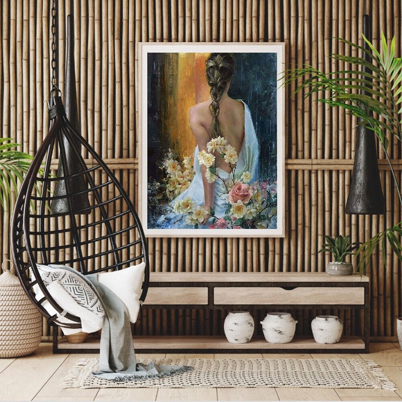 Paint By Numbers for Adults Beginner Elegant Girl Back Home Wall Bedroom Deco