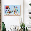 2 Panels Bike Oil Paint By Numbers Kits Canvas Drawing DIY Coloring Picture Art
