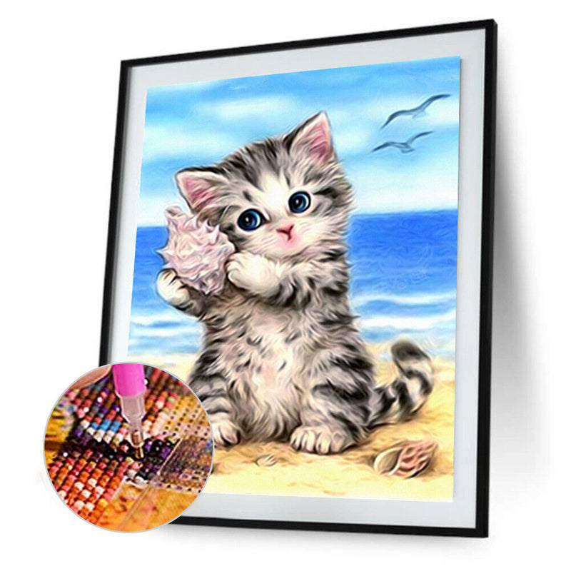 5D DIY Diamond Painting Cat Cross Stitch Embroidery Mosaic Kit Needlework Newly