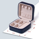 Portable Zipper Jewelry Case Travel Ring Holder Earrings Box (Dark Blue)
