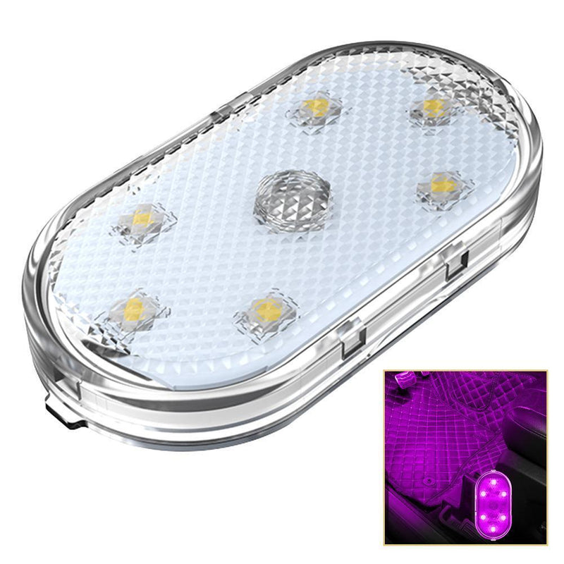 Car LED Touch Lights Wireless Auto Roof Ceiling Reading Lamp (Pink Purple)