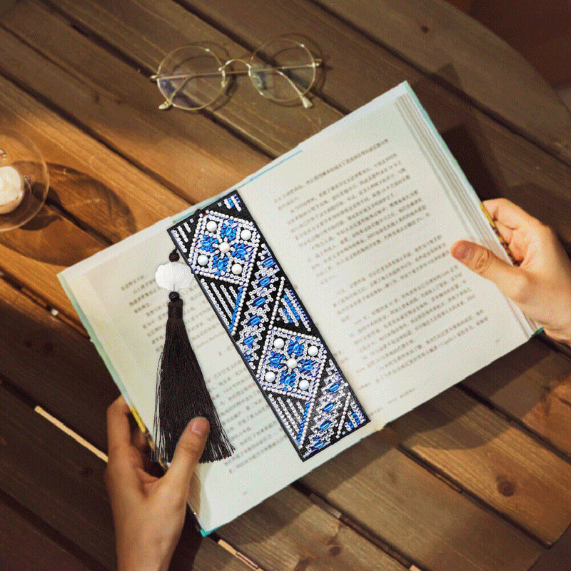 5D DIY Special Shape Diamond Painting Leather Bookmark Tassels Book Marks Newly