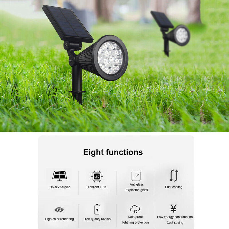 12LED Solar Lamp Outdoor Spotlight Colorful Ground Plug Light (Warm White) Newly