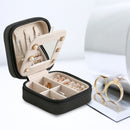 Travel Jewelry Case Waterproof PU Leather Double Layer Organizer (Black)