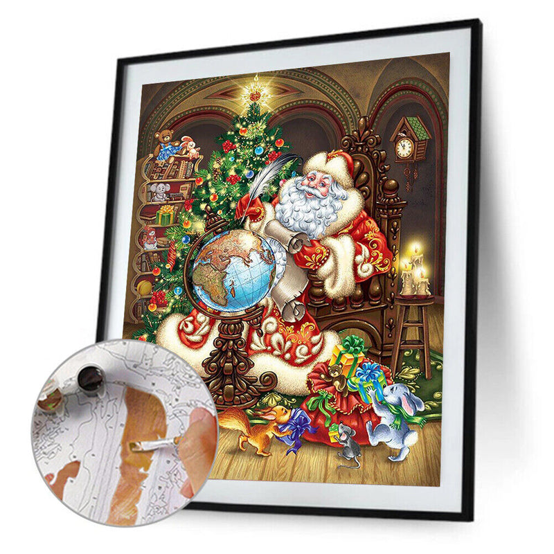 Santa And Animal Oil Paint By Numbers Canvas Drawing DIY Coloring Picture Kits