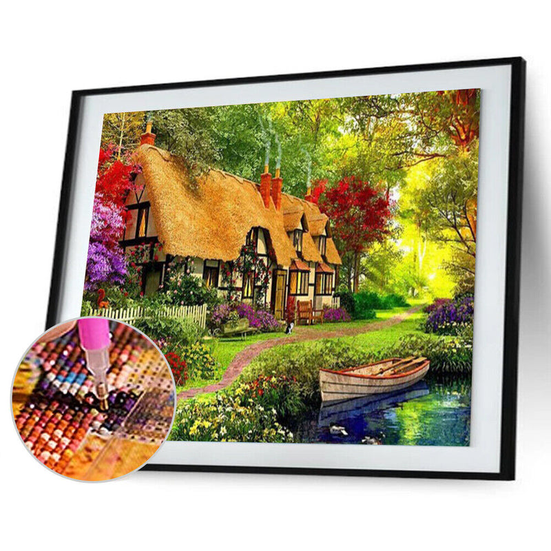 Garden Bungalow Diamond Paintings Hanging Rhinestone + Canvas 5D Diamond DIY Painting