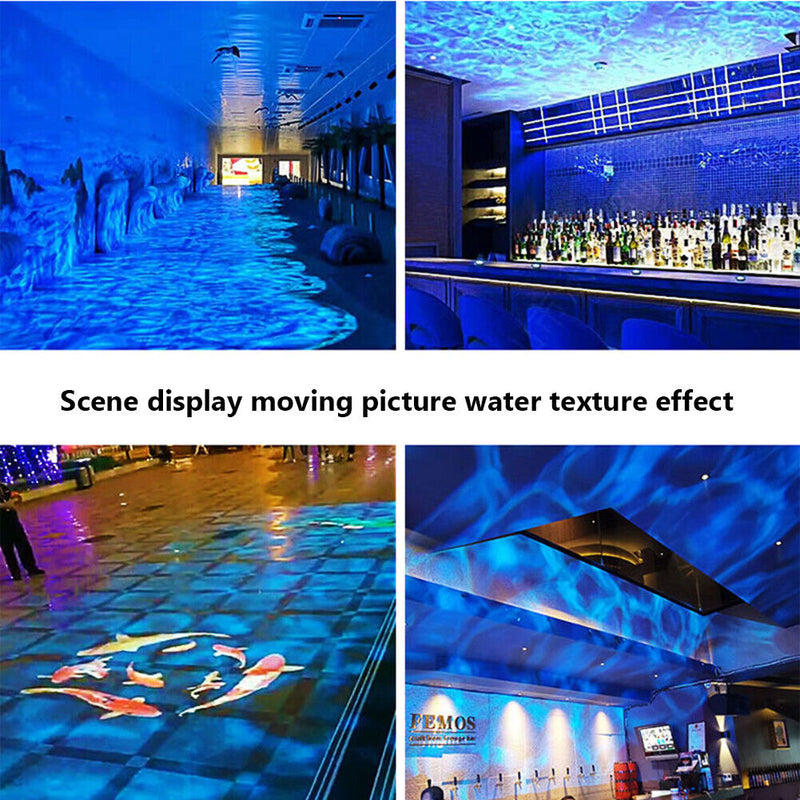Dynamic Projector Lamp Water Texture Effect Night Light Waterproof Rotatabl