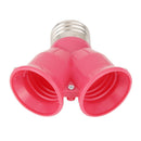 10pcs E27 to 2E27 Lamp Holder Converter Adapter Bulb Base(Pink)