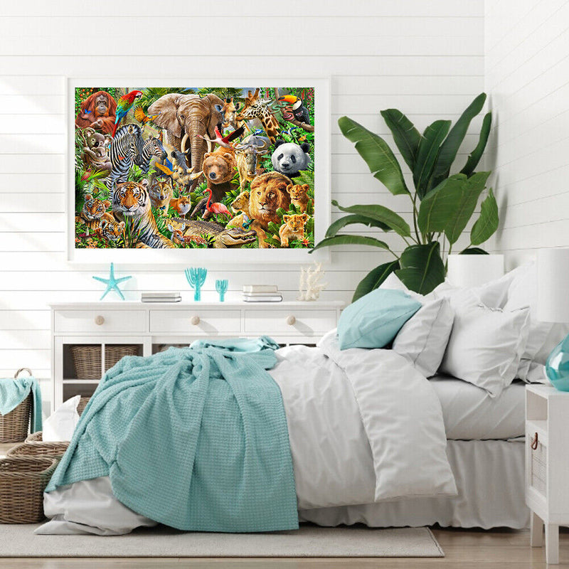 5D DIY Animals Full Round Drill Mosaic Diamond Painting Picture Rhinestone Craft